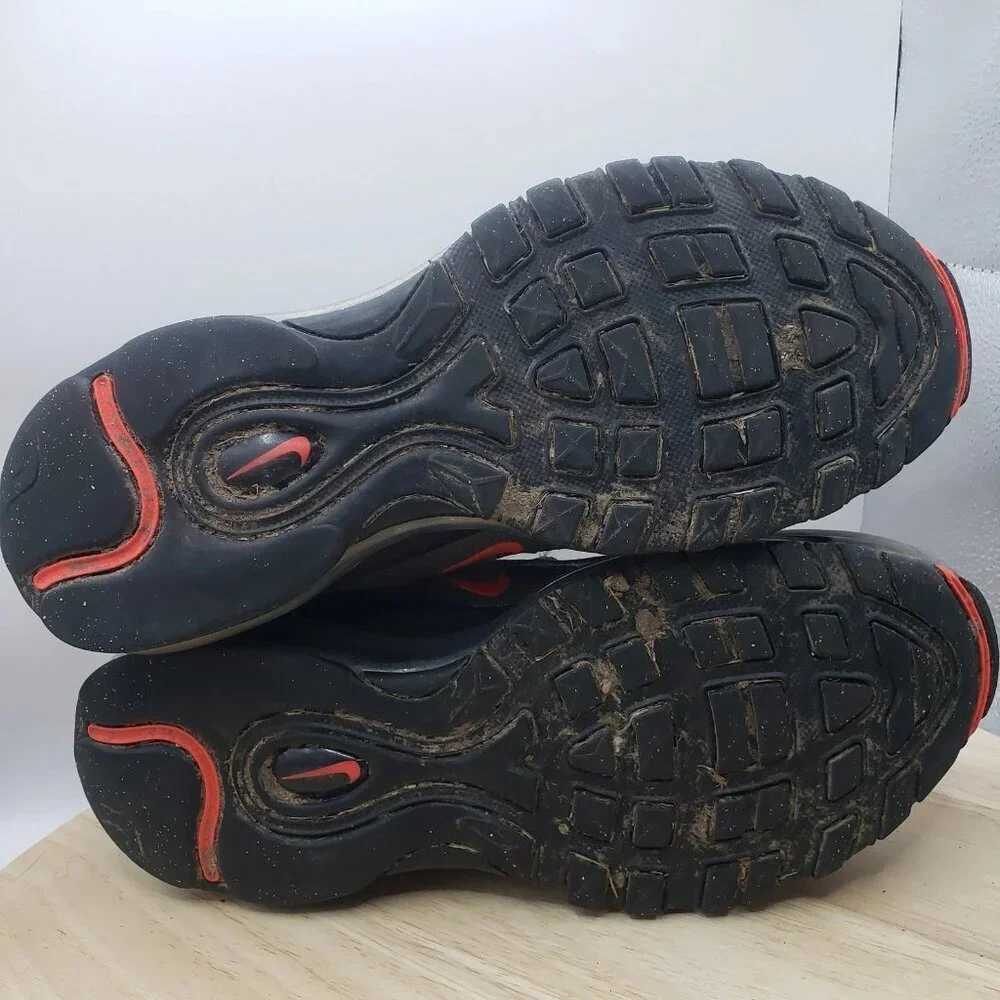 NIKE AIR MAX 97 BG COOL‎ GREY CRIMSON ORANGE BLACK SILVER BULLET 90 95 7.5 women - Picture 6 of 7